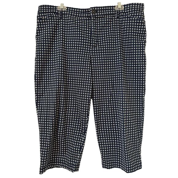 Gloria Vanderbilt Khaki Unlimited Size 16 Navy & White Capris Front Slip Pockets - Picture 1 of 6